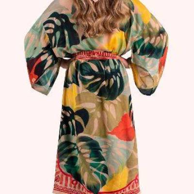 Exotic Leaves Long Kimino Back.JPG