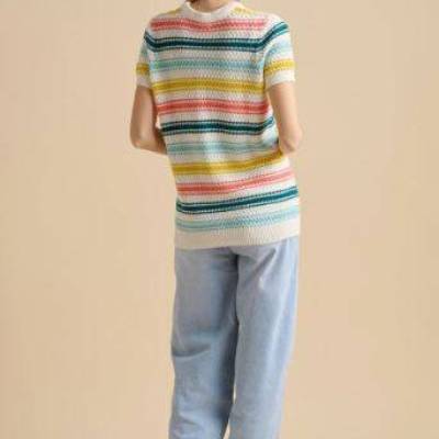 Rainbow Stripe Knitted Tee Back.JPG