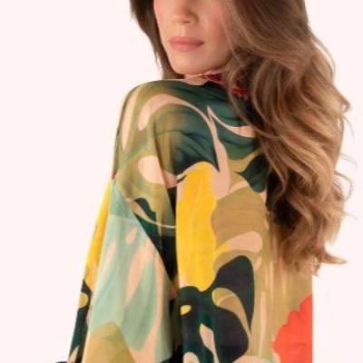 Exotic Leaves Short Kimono Back.JPG