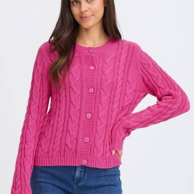 FRVIVIAN Cardigan 1 Very Berry on model.jpg