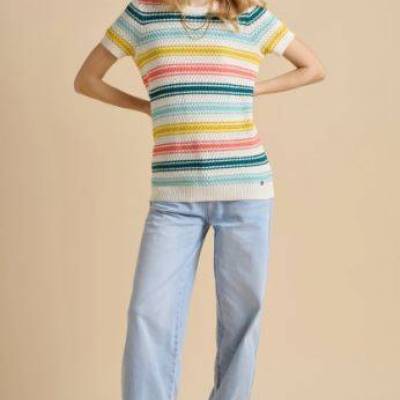 Rainbow Stripe Knitted Tee.JPG